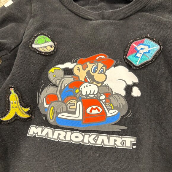 Universal Studios Japan Mario Kart Kids Sweatshirt Black Checkered 110/5 - Picture 7 of 7